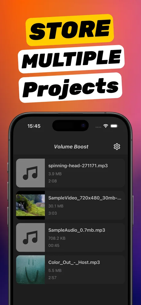 Elenco dei progetti in Aumenta Volume con file MP3 e video